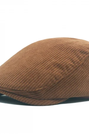 Big Size Newsboy Cap Men Winter Wool Thick Warm Vintage Herringbone Casual Stripe Berets Gatsby Flat Hat Peaked Cap Adjustable