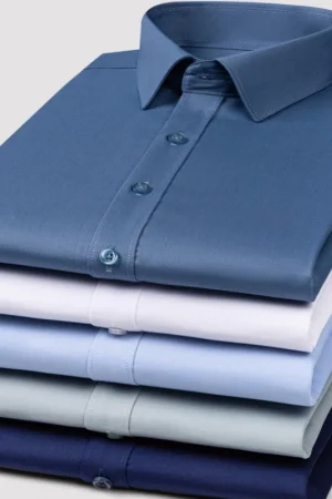 8XL Bamboo Fiber Blue Work White Shirt for Man Long Sleeve Office Business Anti-wrinkle Non-iron Men Shirts Long Sleeve Casual