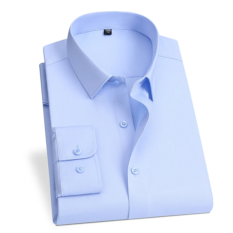 Spring and Autumn New Men's Long-sleeved, Iron-free, Three-proof, Pocket-free Business Attire, White Shirt, Men's Formal Wear - Image 4