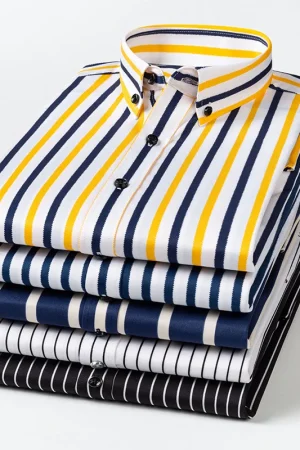Men's long sleeve shirt Casual stripe non-ironing high quality slim comfortable breathable fashion top spring summer