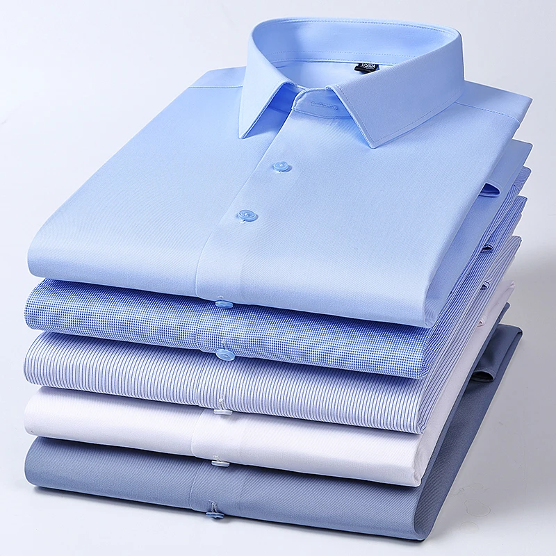 Spring and Autumn New Men's Long-sleeved, Iron-free, Three-proof, Pocket-free Business Attire, White Shirt, Men's Formal Wear - Image 2