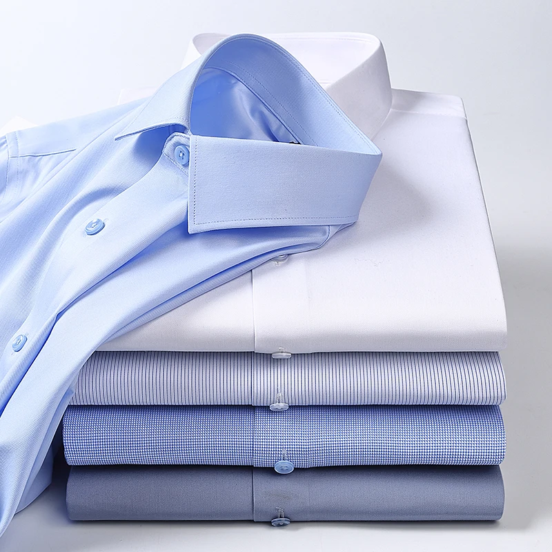 Spring and Autumn New Men's Long-sleeved, Iron-free, Three-proof, Pocket-free Business Attire, White Shirt, Men's Formal Wear