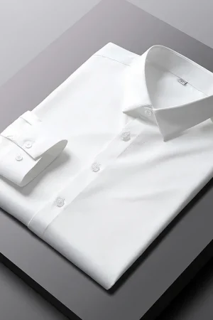 Men's Casual and Fashionable Long Sleeved Solid Color Shirt Non Ironing and Wrinkle Resistant Business Top